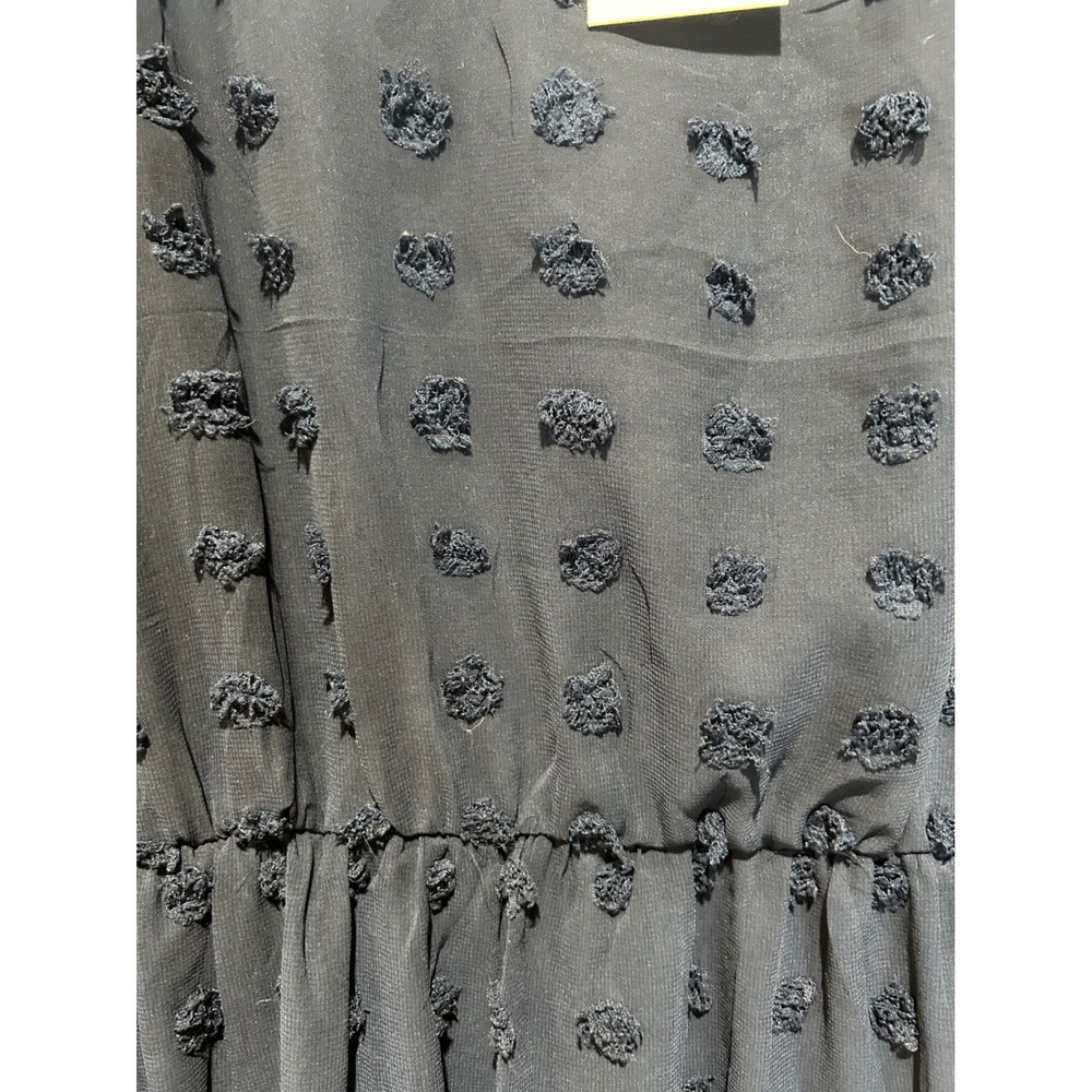 Kelunmai Navy Blue Swiss Dot V-Neck Mini Dress Plus Size 24 Short Flutter Sleeve - Picture 3 of 5